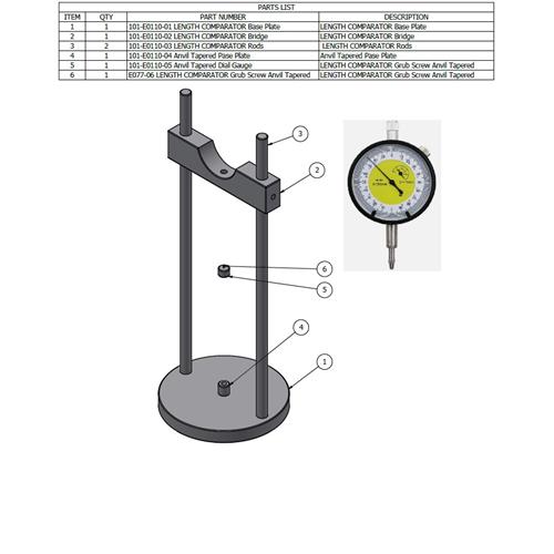 LENGTH COMPARATOR ADJUSTABLE UP TO 360MM ANALOGUE, 0.001 MM DIVISIONS,